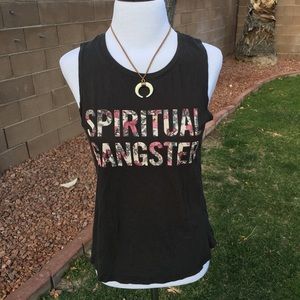 Floral Letter SPIRITUAL GANGSTER tank